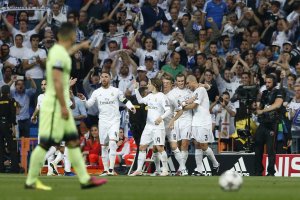 Celebración del gol del Real Madrid.