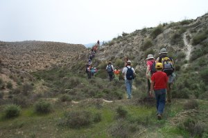 Un grupo de personas disfruta de los encantos de un sendero en Tabernas.