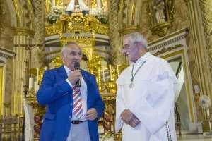 Alfonso García, el día de la ofrenda floral del Almería.