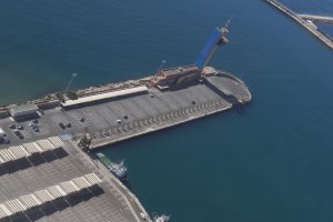 Muelle de levante visto desde un helicóptero.