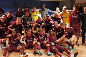 Los jugadores del Barça celebrando un nuevo título.
