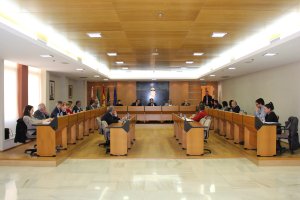 La imagen del pleno extraordinario celebrado el pasado mes de marzo es la última que hay sobre la mesa de una sesión plenaria en El Ejido.
