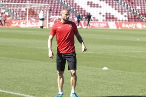 Nano González en el entrenamiento de este miércoles.