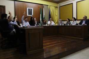 Votación de los presupuestos, con la ausencia de la concejal independiente.
