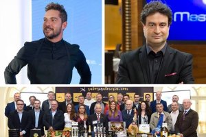 David Bisbal y Pepe Rodríguez harán un showcooking. Abajo, empresarios almerienses.