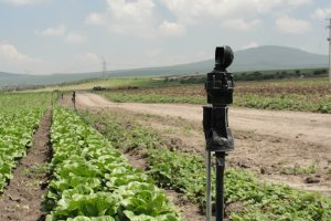 instalación  de un sistema de riego inteligente en un cultivo vegetal al aire libre.