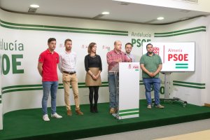 Rueda de prensa en la sede del PSOE.