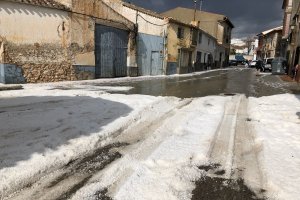 Granizada en María, este miércoles.
