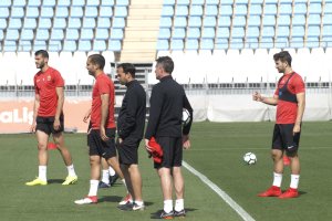 Fran Fernández en el entrenamiento de este jueves.