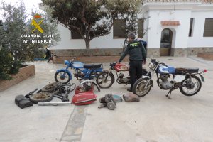 Un agente junto a a algunas de las piezas recuperadas.