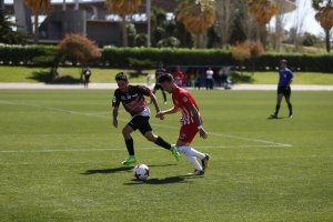 Javi Moreno en el partido Almería B-Loja.