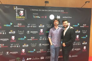 Imagen de Santiago Alverú (Izq.) y Andreu Fullana (Dcha.) durante el Festival de Cine en Corto Ciudad de Vera. Foto: Ricardo Alba