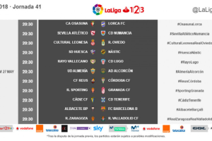 Los horarios de la jornada 41 al completo.