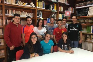 Los miembros del equipo de robótica de Albox ayer durante la entrevista.