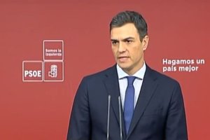 Pedro Sánchez, durante su declaración tras la reunión de la Ejecutiva del PSOE. (Foto: PSOE / YouTube)