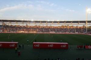 La afición acude en masa para el partido ante el Alcorcón esta tarde.