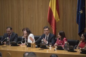 El núcleo duro del PSOE, del que forman parte Pedro Sánchez, José Luis Ábalos y Margarita Robles.