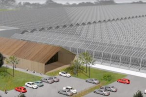 Proyecto en 3D del \'megainvernadero\' proyectado en la Normandía francesa.