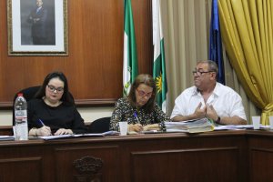 Pleno de Turre, con la alcaldesa, a la izquierda, y el portavoz del PP, a la derecha.