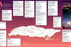 Plano obra del diseñador Paco Fernández con un croquis de las actividades y el espacio donde se ubican.