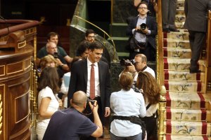 Sánchez, ayer en el Congreso. Foto: Pool Moncloa / J.M.Cuadrado