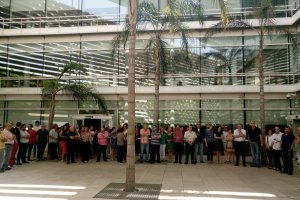 Concentración a las puertas de la Tesorería de la Seguridad Social, en el barrio de Cortijo Grande, en la capital.