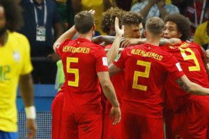 Los jugadores de Bélgica celebran la victoria.