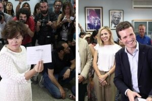 Los dos candidatos que, inicialmente, se disputarán la presidencia del PP: Santamaría y Casado.