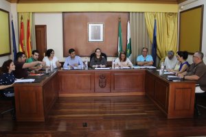 El concejal Juan Ángel Guerrero (derecha) en un Pleno anterior.