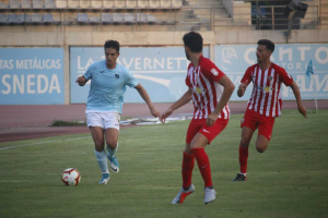 Emilio Cubo en el partido frente al Almería.