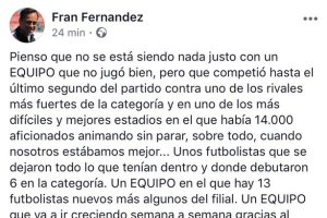 El comunicado de Fran Fernández