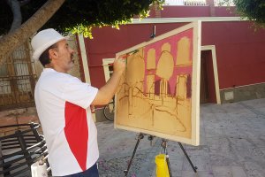 Uno de los participantes del concurso de pintura de la Feria.