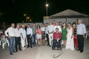 Adriana Lastra junto a otras autoridades socialistas en la cena anual del partido en la Feria de Almería.