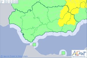 Mapa de alertas para hoy en Andalucía.