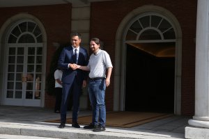 pedro sánchez  y Pablo Iglesias ayer en La Moncloa.
