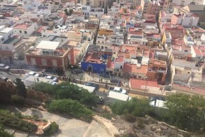 Vista del rodaje desde el conjunto monumental.