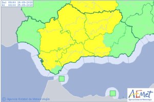 Mapa de Andalucía para este viernes según la Agencia Estatal de Meteorología.