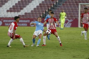 Óscar y Damián en el partido ante la Balompédica Linense.