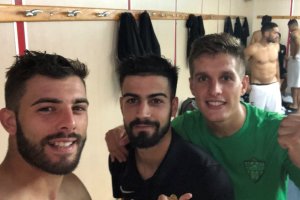 La foto que subió Luis Rioja desde el vestuario con Chema y Corpas.