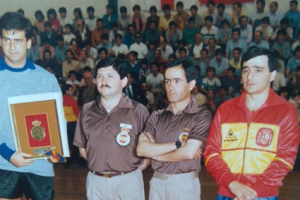 Miguel Bisbal Guil y Antonio Ramón Esteban en un España-Italia en el Rafael Florido.