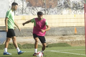 José Romera en el entrenamiento de este miércoles.