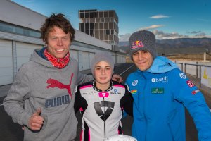Ana con sus inseparables amigos, Luis Salom y Tito Rabat