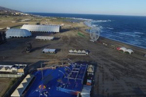 Espacio de montaje del festival de música que se celebra en Villaricos este último verano