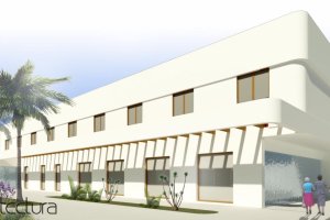 Una de las fachadas de la futura residencia.