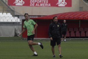 Fran y Caballero en el entrenamiento.