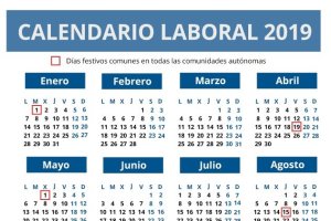 Detalle del calendario laboral para 2019.