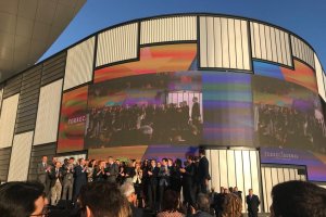 El equipo de Bogaris, en la inauguración del Centro Comercial Torrecárdenas.