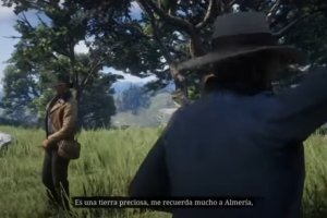 Captura del momento en el que se menciona a Almería en \'Red Dead Redemption 2\'