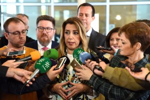 Susana Díaz, ayer en Almería.