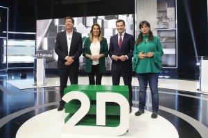Los cuatro candidatos, anoche en el debate del 2-D en Canal Sur.